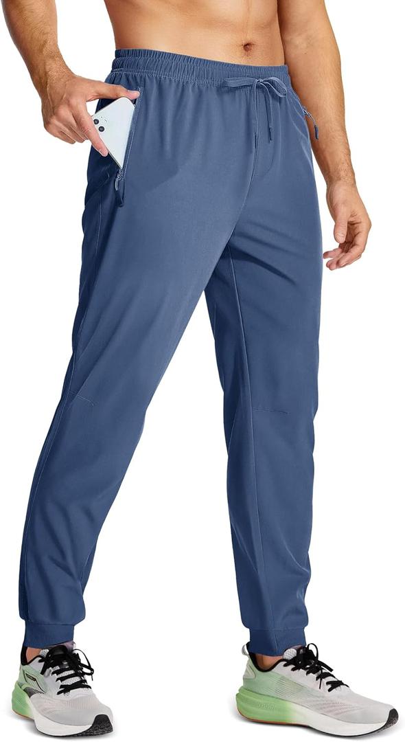 MAGCOMSEN Men's Joggers with Zipper Pockets Lightweight Hiking Sweatpants Athletic Pants for Men Running Workout Traning Gym, XL 