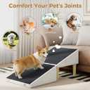3-in-1 Dog Ramp Pet Stairs 18.9"x17.72"x19.29" with Hidden Storage Ottoman, Anti-Slip Steps for Small, Medium, Large, Senior & Injured Pets, 220LBS for Bed & Sofa, Beige