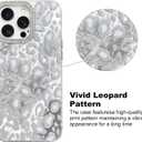 KANGHAR Case for iPhone 13 Pro Max Leopard Printed Pattern Cute Cheetah Phone Case Clear Bumper Hard Back Shockproof Protective Diamond Glittter Camera Lens Cover for iPhone 13 Pro Max White