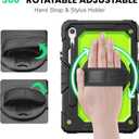 SEYMAC for Samsung Galaxy Tab S10 Lite/ S10 FE/ S9 FE/ S9 5G Case (10.9''/11''), Heavy Duty Shockproof Protective Case with Screen Protector, Rotating Stand, Hand Strap and Pen Holder, Green