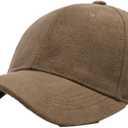 Women Men Vintage Faux Suede Baseball Cap Classic Suede Leather Adjustable Plain Hat Fall Winter