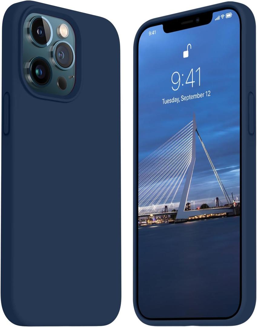 JELE Compatible with iPhone 13 Pro Case, Shockproof iPhone 13 Pro Silicone Case with [Military Drop Protection], [Soft Anti-Scratch Microfiber Lining],Dust-Risistant Phone Cover, Navy Blue