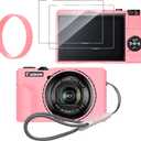 Silicone Case for Canon PowerShot g7x Mark iii with Removable Lens Cover and 2PCS Screen Protector and a Lanyard g7x Mark iii case - (Pink)