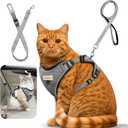 Cat Harness and Leash for Walking, Retractable Cat Harnesses and Leash Set Escape Proof, Breathable Soft Kitten Small Large Harness for Travel Training and Walking, Grey, S (S(chest:11.1"-18.1"))