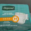 Depend Adult Diapers with Tabs, Incontinence Protection with Tabs, Unisex, Small/Medium (1934" Waist, Up To 170 lbs), Maximum Absorbency, 60 Count (3 Packs of 20)