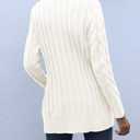 MEROKEETY Women's Cable Knit Cardigan Sweaters 2026 Fall Spring Long Sleeve Open Front Button Down Trendy Outerwear Coats (White, S)