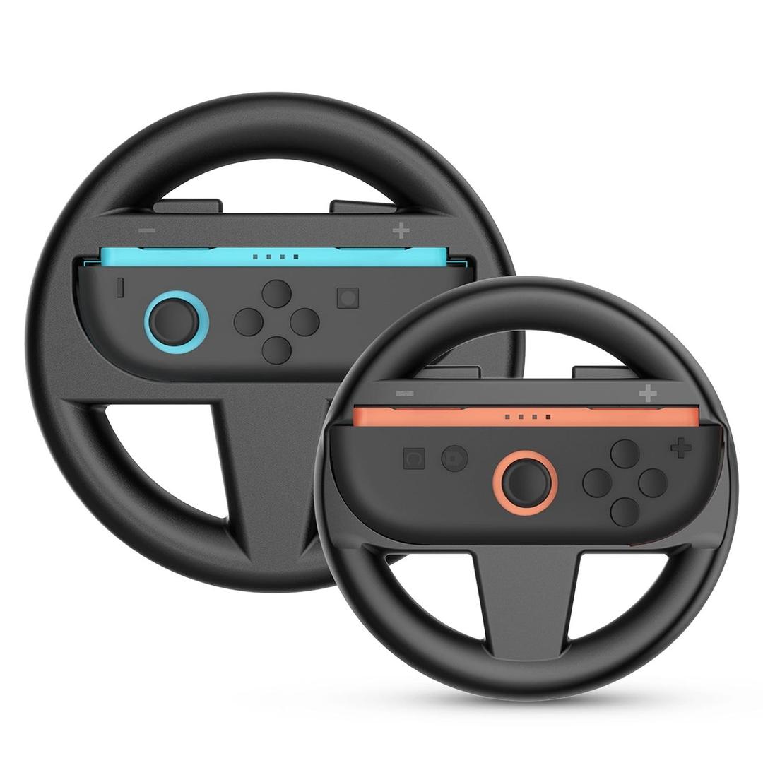 TNP Racing Steering Wheel for Nintendo Switch 2 JoyCon 2025 - Racing Wheel Controller Accessory Grip Handle Kit Attachment for Nintendo Switch 2 Joy-Con, (Set of 2 Black)