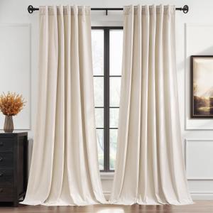 StangH Beige Velvet Curtains 84 Inch Length, Creamy Neutral Drapes for Japandi Living Room, Soft Plush Room Darkening Window Treatment for Sunroom, W52 x L84, 2 Panels