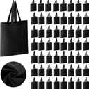 Roowest 60 Pack Canvas Tote Bags Bulk 16" x 15" Lightweight Blank Cotton Tote Bags Employee Appreciation Gifts for DIY Gift(Black)