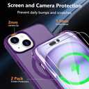 Magnetic for iPhone 15 Case [Compatible with MagSafe] with 2X Screen Protector, Military-Grade Slim Shockproof Phone Cover Translucent Anti-Fingerprint Anti-Scratch for iPhone 15 6.1'', Purple