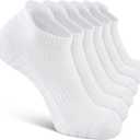 Uporee Low Cut Athletic Ankle Socks - Cushioned, Soft & Breathable, Anti-Blister Tab, 6 Pairs Men & Women (White, M)