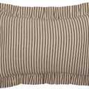 VHC Brands Sawyer Mill Throw Pillow Dark Gray and Cream Stripe Cotton Decorative Farmhouse Country Cushion with Ruffle for Sofa Couch 14x22