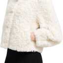 GRAN ORIENTE Women Burgundy Shaggy Cropped Jacket Coats,2025 Winter Fluffy Faux Fur Warm Long Sleeve Outerwear
