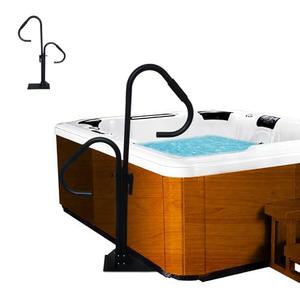 Two-Way Hot Tub Handrails 40-58" Adjustable Height SPA Handrail w/ 360 Outside Two-Way Swivel Option with Slide-Under Mount Base for Indoor & Outdoor Can Hold up to 600lbs (Black)