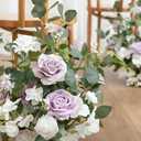 Ling's moment 17.5" Tall Free Standing Artificial Flowers Arrangements 2 pcs Wedding Aisle Runner Chair Decorations Lilac & White Centerpieces for Ceremony Reception Rose Floral Floor Party Outdoor