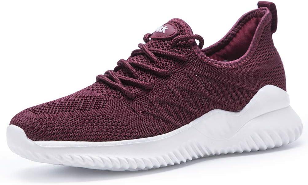 Womens Walking Tennis Shoes - Slip On Memory Foam Lightweight Casual Sneakers for Gym Travel Work (6.5, 1803winered)