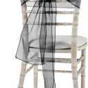 Black Organza Chair Sashes 50 Pack, Chair Bows for Party Wedding Conference Dcor, Universal Chiffon Chairs Knots Ties for Folding Chairs Decorations