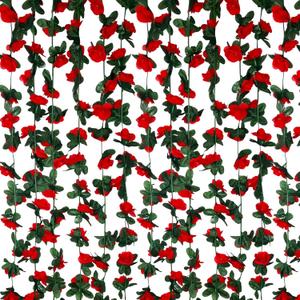 8Pcs 63Ft Red Rose Garland, Fake Rose Hanging Flowers, Artificial Flower Vine, Hanging Floral Vine Garland for Wedding, Birthday Party, Wall Arch, Halloween, Christmas Garden Backdrop Decor