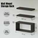 RICHER HOUSE Floating Shelves Set of 3, Modern Bathroom Shelves Wall Mounted Shelves with Invisible Brackets Over Toilet, Rustic Wall Shelves for Bathroom Bedroom, Living Room, Kitchen - Walnut