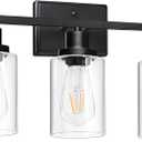 Ascher 5-Light 37.8" Wall Sconces, Modern Vanity Light Fixture with Clear Glass Shade, Black Finish Wall Light for Mirror Bedroom Hallway, E26 Base (Bulbs Not Included)