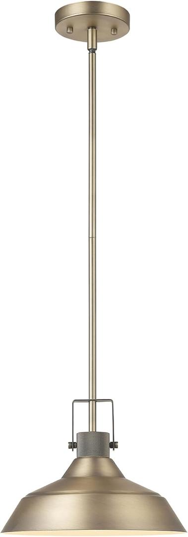 GLOBE Electric 65475 1-Light Pendant Light Fixture, Matte Brass, Textured Socket, Dining Room Fixture, Kitchen Island Lighting, Living Room Pendant Light, Hanging Lights for Bedroom