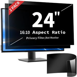 2 Pack- 24 Inch Curved Computer Privacy Screen Filter for 16:10 Widescreen Computer Screen Protector Computer Screen Privacy Shield Anti Glare and Blue Light