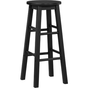 Linon Zeke Black Solid Wood Backless Round Barstool with 29 inch Seat Height