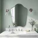 ANDY STAR 24"x32" Brushed Nickel Scalloped Vanity Mirror for Bathroom Sink