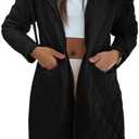 Imily Bela Womens Long Quilted Puffer Jacket Lightweight Zip Up Hooded Drawstring Winter Coats Outerwear with Pockets, Medium
