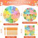 96 Pcs Easter Plates and Napkins Sets, 350GSM Easter Paper Plates, Colorful Spring Disposable Plates Napkins Forks Dinner Plates, Easter Dinnerware Tableware Party Supplies