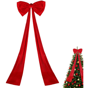 Giant Bow Christmas Tree Topper, 6ft/180cm Extra Large Red Velvet Bow Huge Xmas Topper Oversized Big Tree Decorations for Indoor Mantel Home Holiday Decor Birthday Wedding Party Photo Backdrop