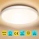 LightingWill 12 Inch LED Flush Mount Ceiling Light Fixture, 2800K Warm White, 3200LM, 24W, Flat Modern Round Lighting Fixture, 240W Equivalent White Ceiling Lamp for Kitchens, Bedrooms.etc.