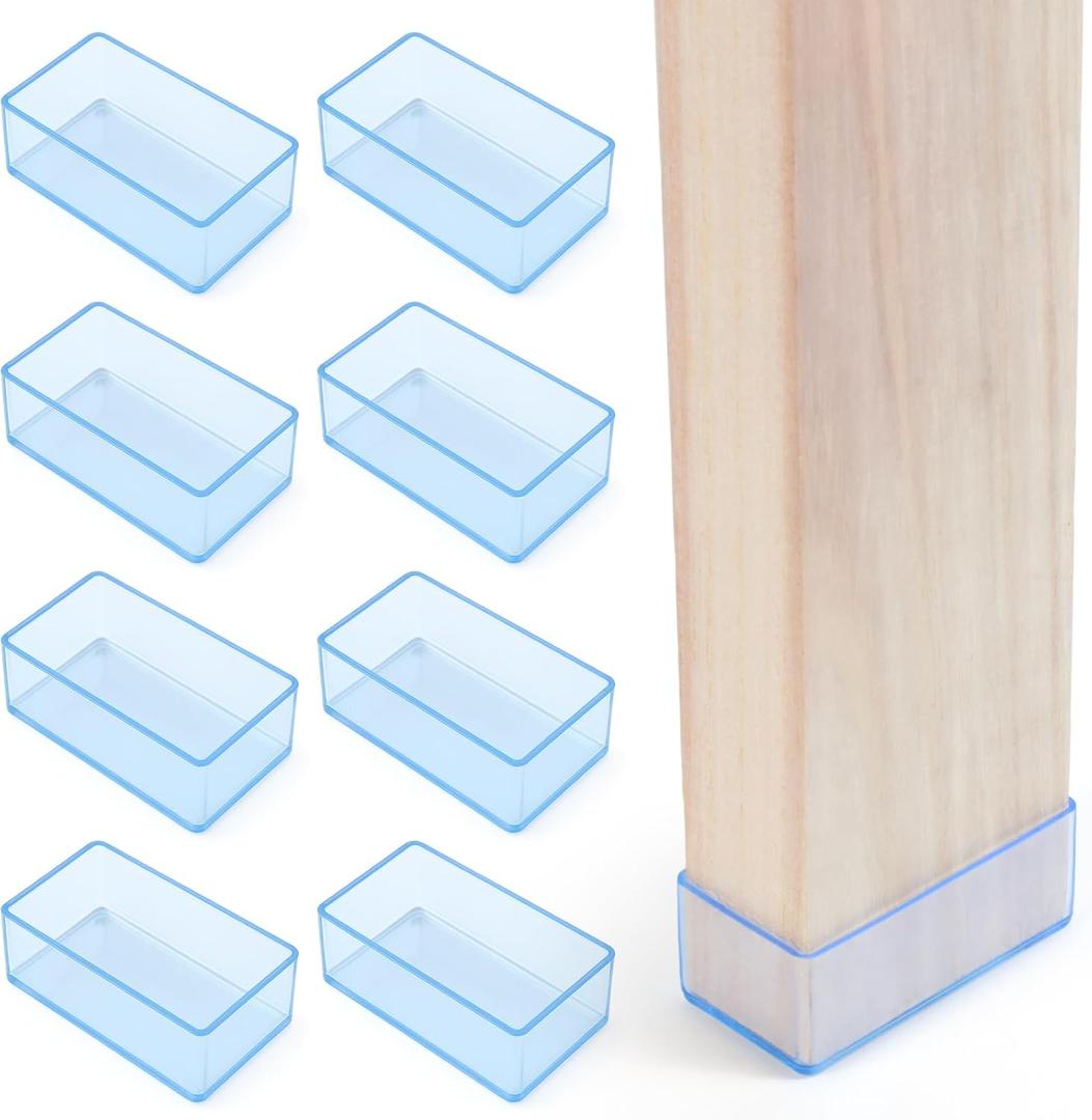 (8 PCS) 2x4 Wood Post Rubber End Caps (1.57" x 3.15") Waterproof and Weather-Resistant Rubber Caps for Table Legs, Chair Legs, Armrests, and Outdoor Lumber Posts (Transparent)