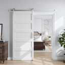 SMARTSTANDARD 36x84 inch White Barn Door with 6.6FT Silver Hardware Track