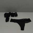 Jo & Bette Lace Thongs for Women - 6Pack Low Rise Thongs - Lace Panties Cotton Underwear Women Sexy No Show Soft (Medium, 6pk Black)