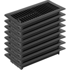 8PCS 4" x 10" Floor Register, Heavy Duty Floor Vents, Metal Heat Air Vent Covers Rust Proof Finish 4 x 10'' Walkable Floor Vent Covers for Home Floor Wall Ceiling  (Black)