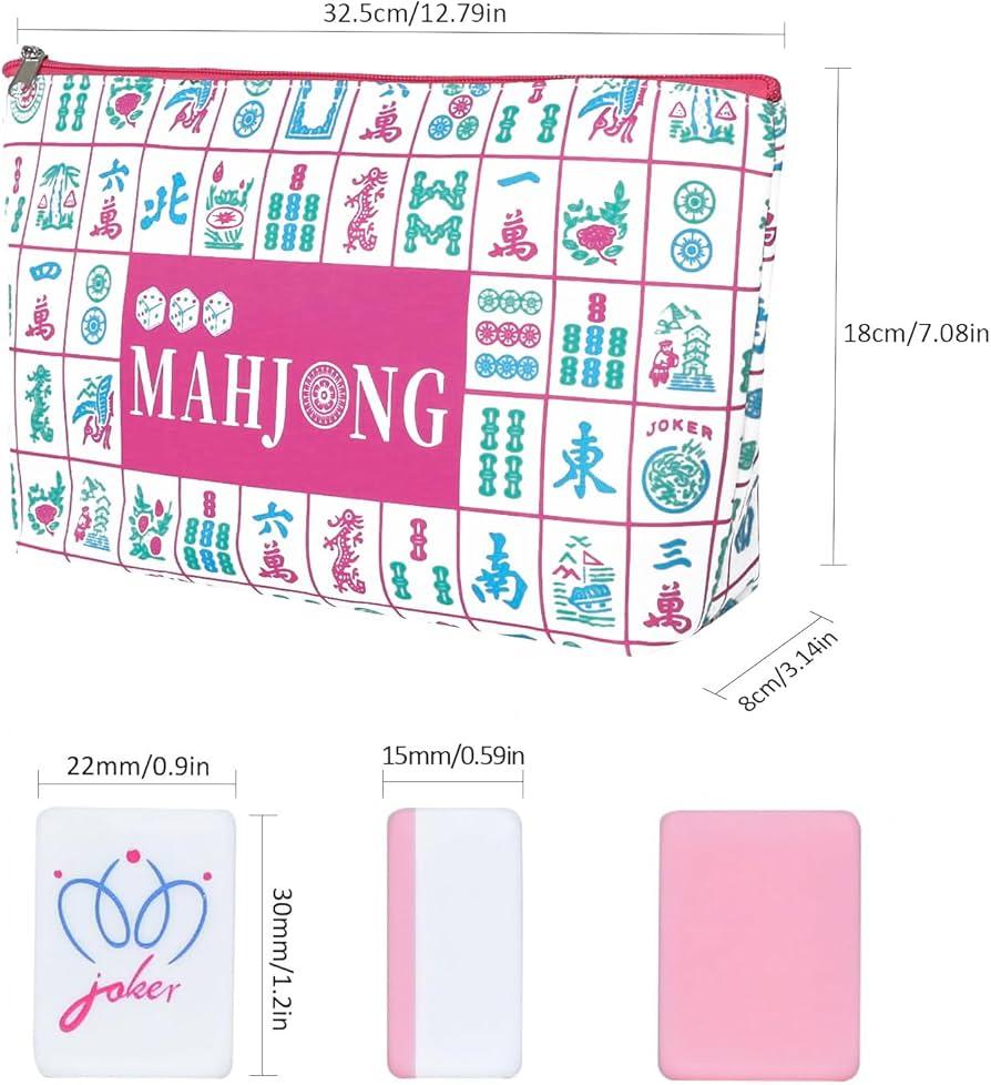 My Mahjong Trove 160 Pink Engraved American Mahjong Game Set with Carrying Bag and Accessories, 1.2’’ Mahjong Tile Set