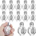MAQUITA 12 Pcs Glass Holy Water Bottles 0.5 Fl oz Embossed Glass Travel Empty Bottles Girls Little Bottle Church Decorations for Home Wedding, Portable Party Favors (Silver,Divine Mercy)