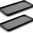 Nucookery 6" Small Rectangle Bathroom Vanity Trays,Ceramic Kitchen Soap Trays,Decorative Bathtub Organizers, Black (6", Set/2)