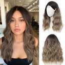 Ombre Ash Blonde Wig 18 Inch Medium Length Wigs for Women Middle Part Synthetic Hair Wavy Wig with Upgraded Strands,Natural Hair Wigs for Daily Party/Halloween Use 18Inch,Ombre Ash Blonde