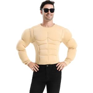 Adult Men Muscle Suit Costume, Funny Body Builder Costume for Roleplay, Realistic Men Muscle Shirt for Halloween Dress Up Party, One Size