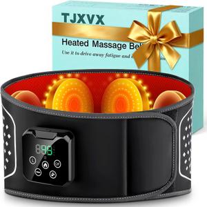 Cordless Heated Back Waist Massager, 3-in-1 Kneading Vibration Massage Belt, Ideal Gift for Parents Men Women, 4 Heating Levels, 4000mAh Rechargeable Battery, Adjustable for Home Office Travel Use