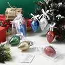 Riceshoot 20 Sets Christmas Appreciation Gifts for Coworker Lightbulb Shaped Ornament Colorful Hanging Plastic Bulbs Ornament with Bow Ribbon Card Organza Bag for Indoor Outdoor Xmas Tree Decoration