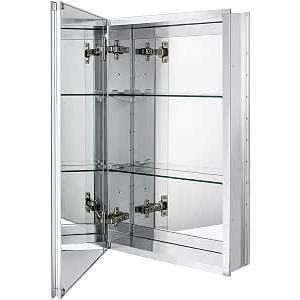 15 x 24 Medicine Cabinet, Recessed Mount Only, Two Adjustable Glass Shelves