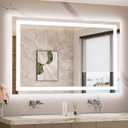TETOTE LED Bathroom Mirror with Lights 40 x 24 Brighter Light up Mirror for Bathroom Vanity, Front and Backlit 3-Color Dimmable Illuminated Antifog Mirror Wall Mounted, Waterproof, Tempered Glass (24"L x 40"W)