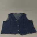 Women V-Neck Double Breasted Short Denim Tank Top Midi Denim Skirt Set XL