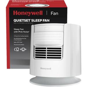 Honeywell QuietSet Personal Sleep Fan Noise Machine with Pink Noise, 3 Speeds, Adjustable Head, Nightstand and Bedside Fan, White, HTF300W, Medium