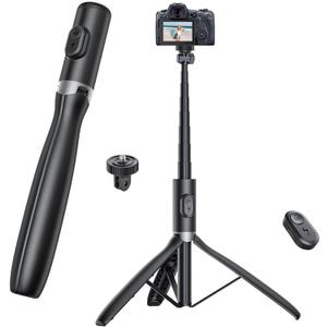 67.7" Camera Tripod with 1/4" Camera Mount & Light, NT99 Extendable Tripod Stand for Camera & GoPro Filming Vlogging, Travel Tripod Compatible with DSLR Camera (Black)