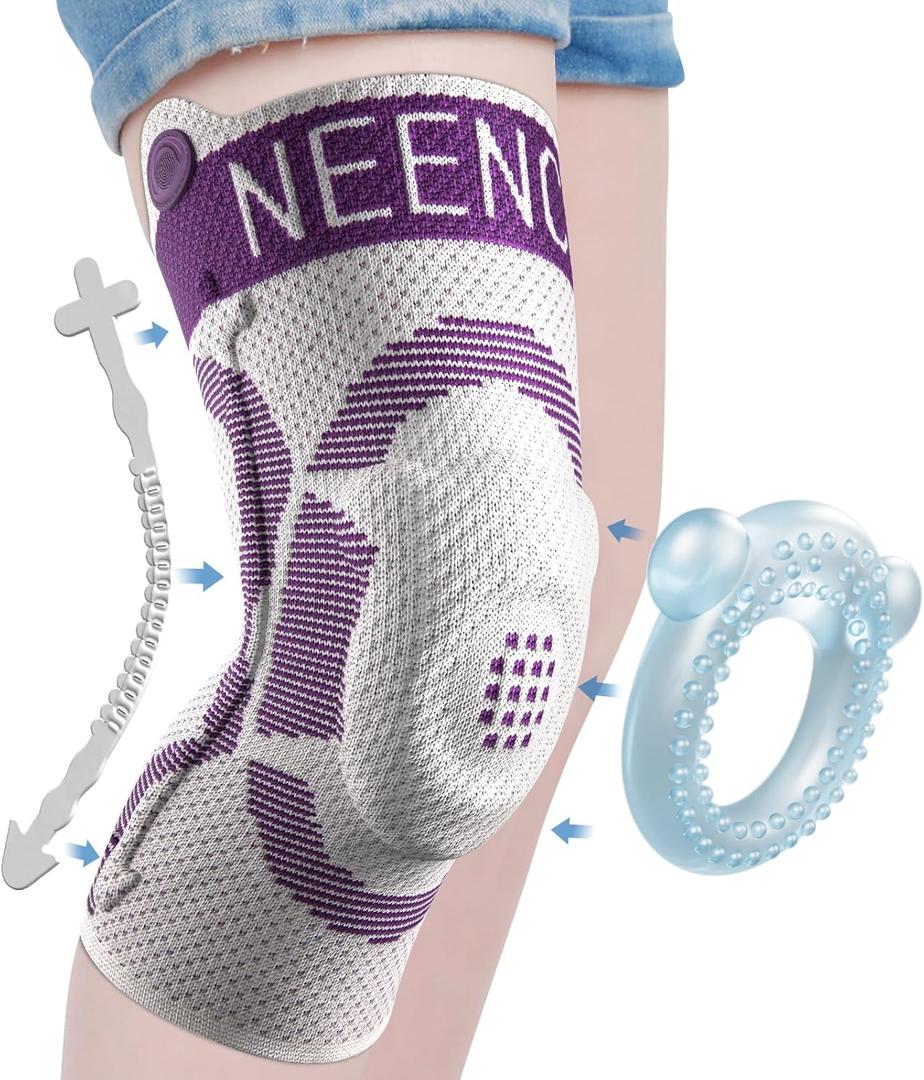 NEENCA Kids Knee Brace Sleeve, Youth Knee Compression Sleeve for Children - Boys & Girls. Child Knee Support with Patella Gel Pad & Side Stabilizers for Knee Pain, Sports, Outdoor - FSA/HSA Approved (Small, Purple - Single)