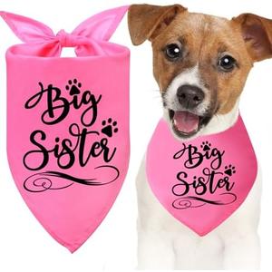 SilTriangle 12 Pack Big Sister Dog Bandanas Pink Bandanas for Dog Triangle Pet Scarf Bibs for Pets Lovers Reveal Ideas Party Costume Accessories, Large